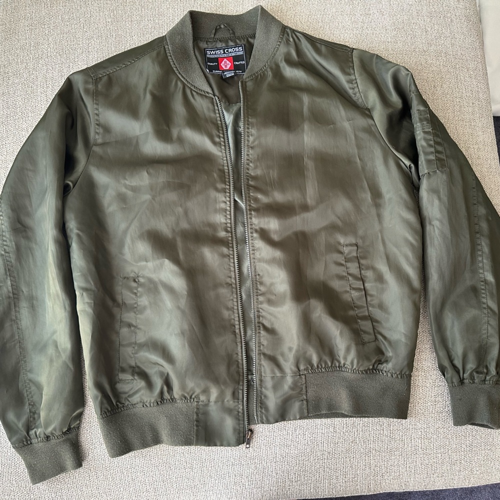 Swiss Cross Olive Bomber Jacket